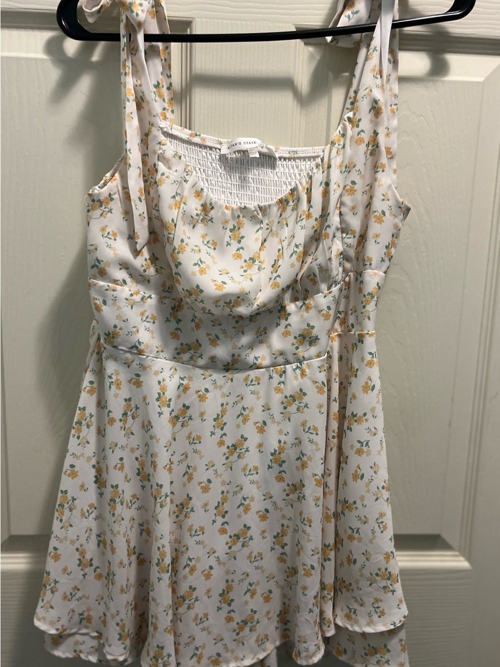 Altar'd State White Dress with Yellow and Green Print Summer Dress